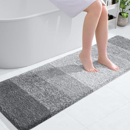 OLANLY Bathroom Runner Rugs 59x17, Extra Soft Absorbent Microfiber Bath Rugs, Rubber Backing, Quick Dry, Washable Bath Mats for Bathroom Floor, Tub and Shower, Home Decor Accessories, Light Grey
