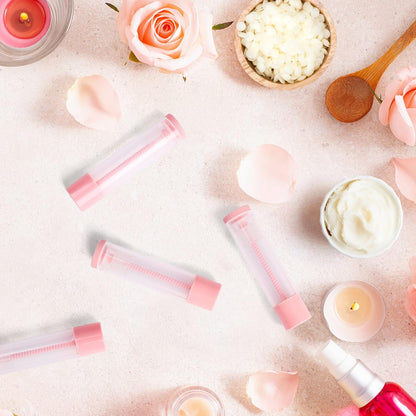 LotFancy Lip Balm Tubes Empty, 60PCS 5.5ml (3/16 Oz), Clear Lip Balm Container Tubes with Pink Caps, BPA Free & Leak Free, Refillable