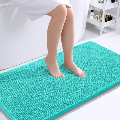 OLANLY Bathroom Rugs 44x24, Extra Soft Absorbent Chenille Bath Rugs, Rubber Backing Quick Dry, Machine Washable Bath Mats for Bathroom Floor, Tub and Shower, Home Decor Accessories, Teal
