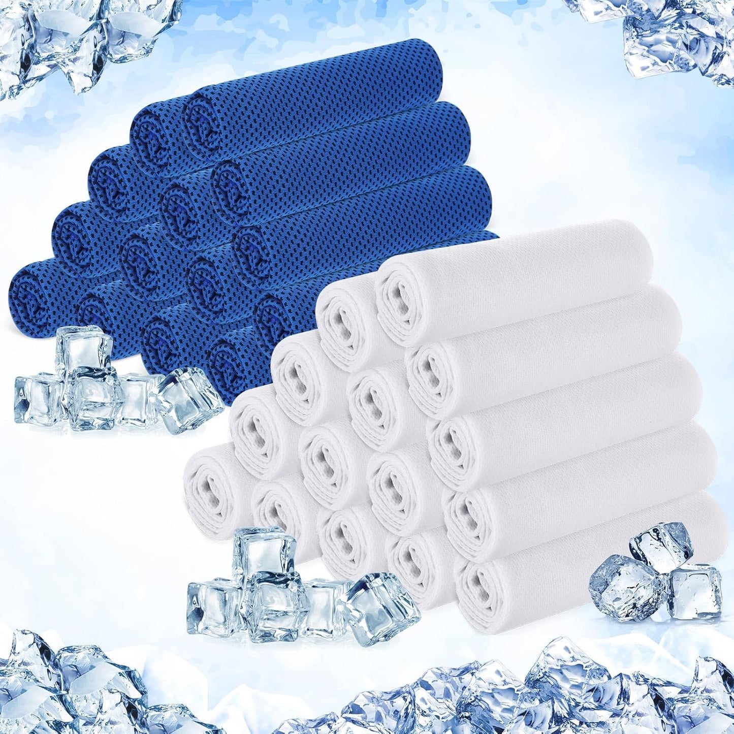 Hosuly 30 Pack Cooling Towels, 40"x12" Ice Breathable Soft Chilly Sweat Rag Microfiber Workout Rags for Gym Cooling Towels for Neck and Face for Yoga Golf Sport Running