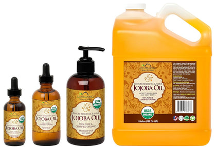 US Organic Jojoba Oil, USDA Certified Organic,100% Pure & Natural, Cold Pressed Virgin, Unrefined, Haxane Free, Sourced from Middle East directly (Large (8oz, 240ml))