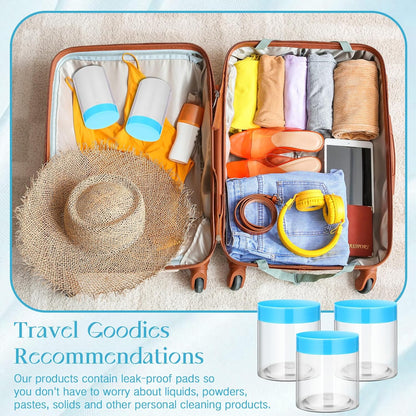 Patelai 4 Pieces Round Wide-mouth Leak Proof Plastic Container Jars with Lids for Travel Storage Makeup Beauty Products Face Creams Oils Salves Ointments DIY Making(4 Ounce,Blue)