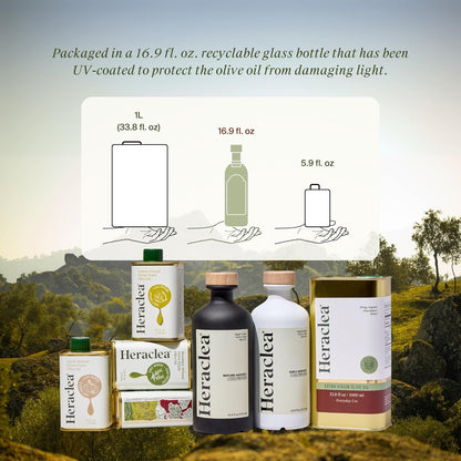 Heraclea - The Pairing - Organic Extra Virgin Olive Oil - Cold Pressed - Organic Olive Oil - Cold Pressed EVOO - Polyphenol Rich EVOO - 16.9 oz Bottles