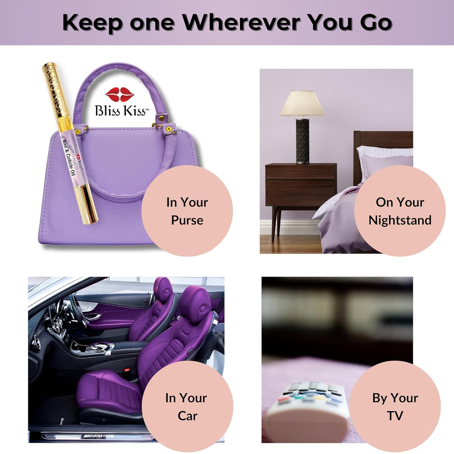 Bliss Kiss | 4 Lavender Vanilla | Oil Cuticle Pen w/Vitamin E & Jojoba⏤Nail Strengthener Nail Growth Serum for Brittle Peeling Breaking Thin Nails