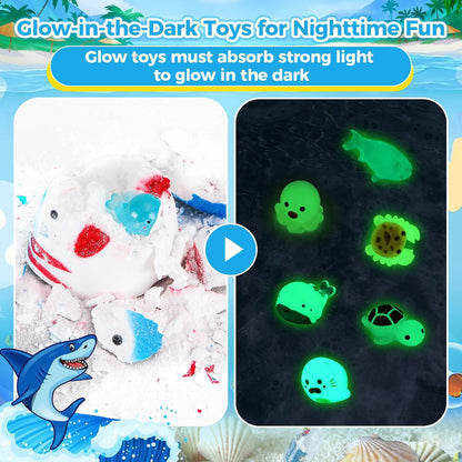 Bath Bombs for Kids, Organic Natural Shark Bath Bomb with Toys Inside, Boys Girls Bath Bomb with Surprise Inside, Bubble Bath Fizz for Kids, 6 Pack