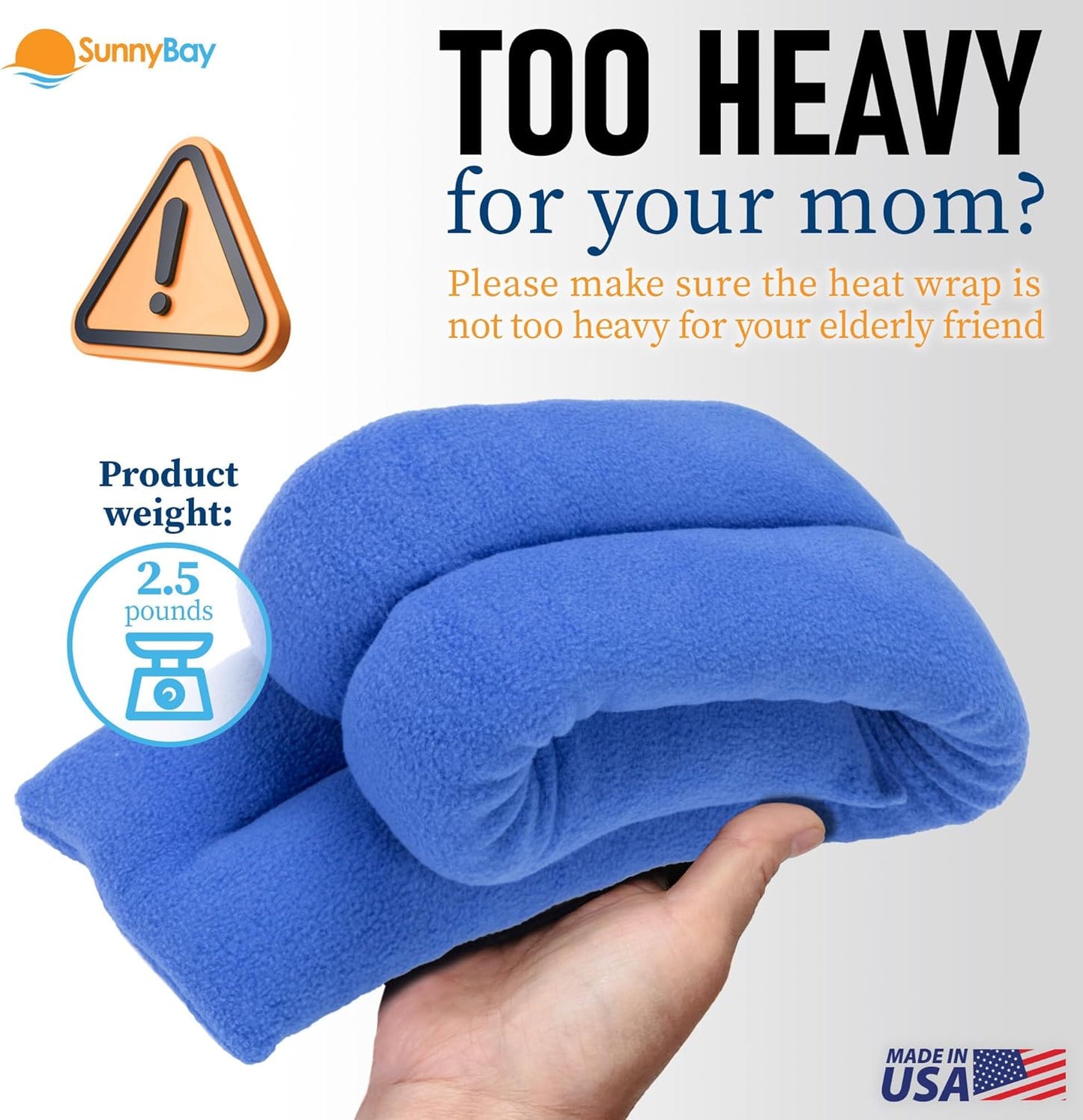 SunnyBay Microwave Heating Pad, Microwavable Moist Heated Neck and Shoulder Wrap, Versatile Weighted Beanbag Cold Pack or Warm Compress for Pain Relief, 26x4 Inches, Made in USA, Sky Blue