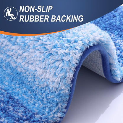 OLANLY Bathroom Runner Rugs 54x24, Extra Soft Absorbent Microfiber Bath Rugs, Rubber Backing, Quick Dry, Washable Bath Mats for Bathroom Floor, Tub and Shower, Home Decor Accessories, Light Royal Blue