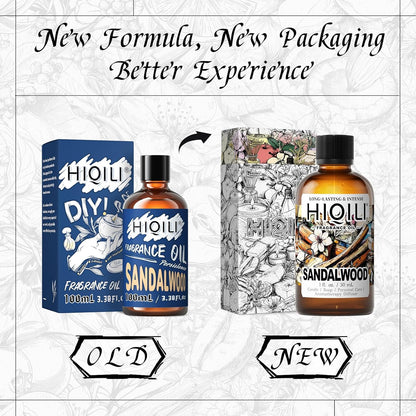 HIQILI Sandalwood Fragrance Oil for Home Diffuser, Luxury Hotel Scent, Perfect for DIY Candle & Soap Making, Add to Body Lotion - 1 Fl Oz