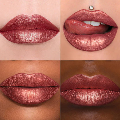 MAKI YIKA Red Lipstick for Women Metallic Lipsticks Glitter Long Lasting Lipstick No Smudge No Transfer Liquid Pink Lip Gloss (BR05 Victoria)