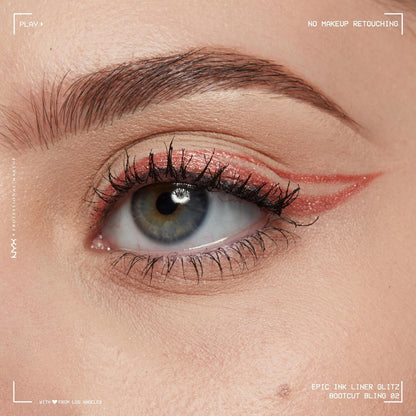 NYX PROFESSIONAL MAKEUP Epic Ink Glitz Liner, Waterproof Metallic Liquid Eyeliner with Vegan Formula - Bootcut Bling (Shimmer Bubblegum Pink)