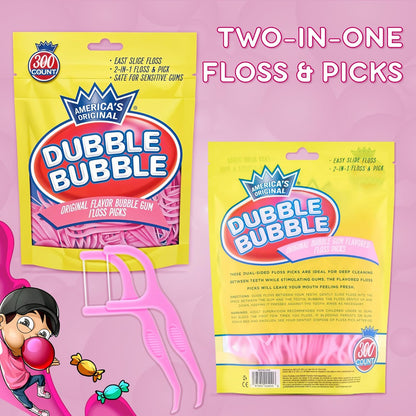Flavored Floss Picks, 300 Count, Dental Floss Picks for Teeth with Fun Fruit Flavors, Flosser Picks for Adults and Children, | Bubble Gum Flavor