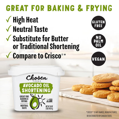 Chosen Foods Avocado Oil Shortening 16oz + Recipe eBook Bundle