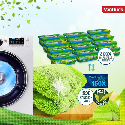 VanDuck Reusable Mop Pads Compatible with Swiffer Sweeper (2-Pack) - Washable Microfiber Mop Pads for Wet & Dry Use - All Purpose Floor Mopping and Cleaning Product