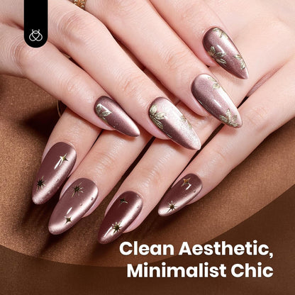 Beetles Brown Cat Eye Gel Nail Polish - Cinnamon Girl Cat Eye Gel Polish, 15ML Glitter Brown Magnetic Fall Gel Polish Jelly Sheer Translucent Effect Soak Off UV French Nail Art Manicure Gift for Women