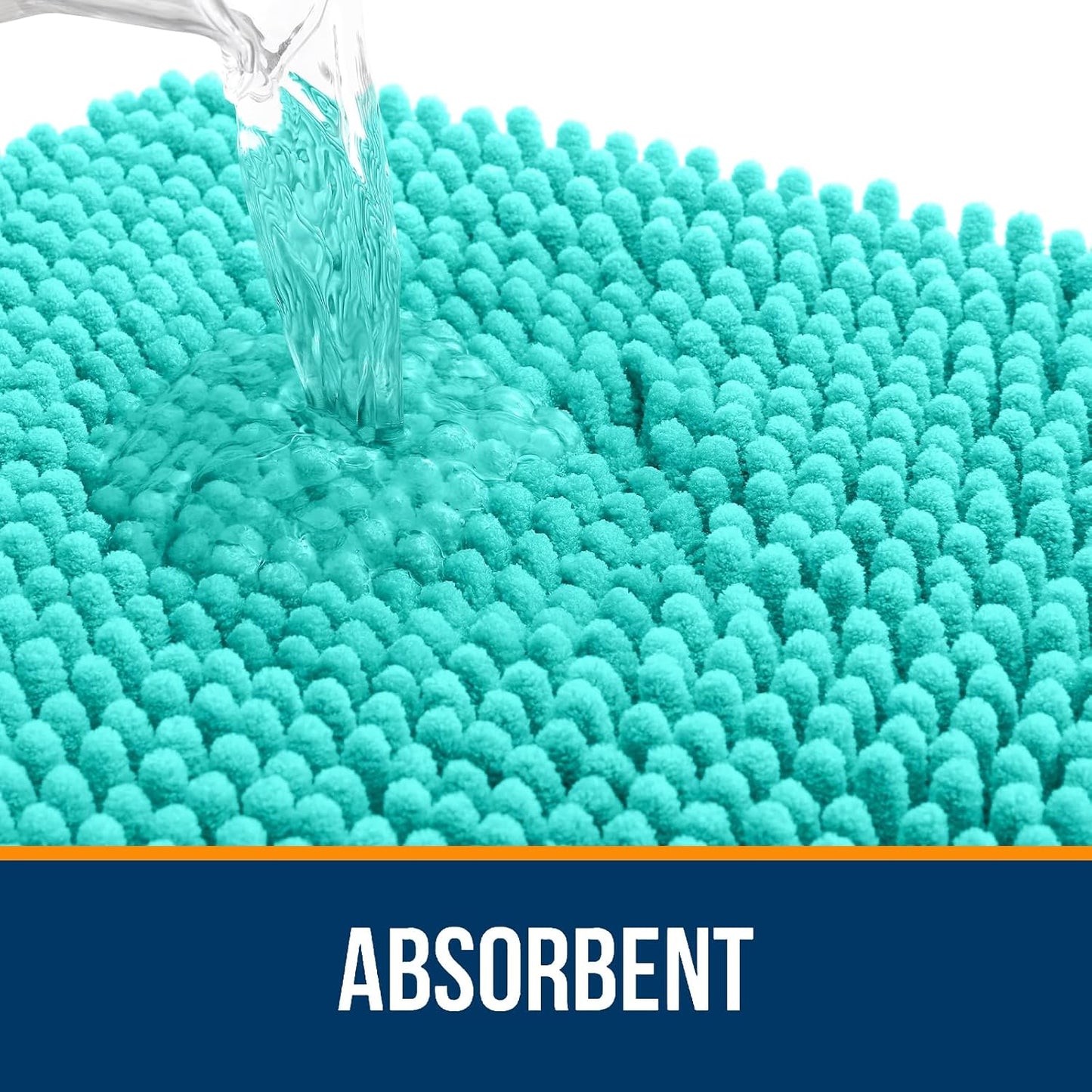 OLANLY Bathroom Rugs 36x24, Extra Soft Absorbent Chenille Bath Rugs, Rubber Backing Quick Dry, Machine Washable Bath Mats for Bathroom Floor, Tub and Shower, Home Decor Accessories, Teal