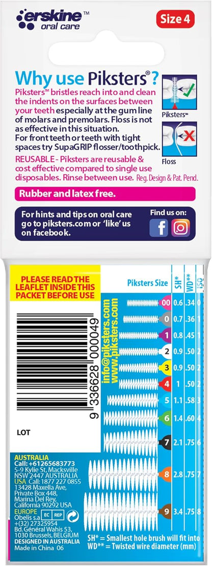Piksters Interdental Brushes, Size 4, Red Handle