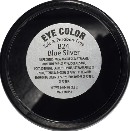 Light Blue Silver Grey Shimmering Pressed Powder Single Vegan Eyeshadow; Talc, Paraben & Cruelty Free