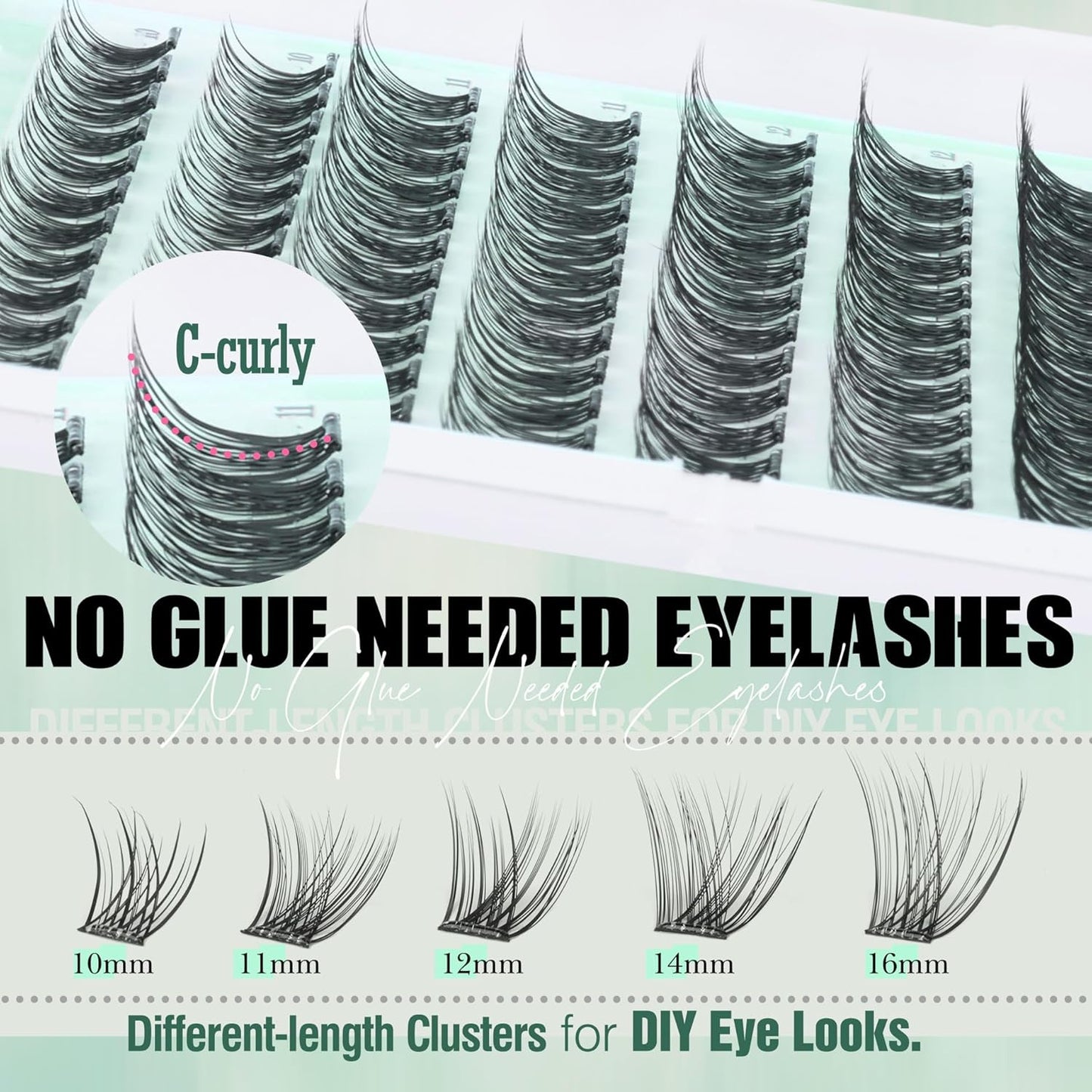 Natural Self Adhesive Lash Clusters Wispy Pre Glued Eyelashes Clusters C-curly Self Adhesive Eyelash Extensions 10-16MM No Glue Needed Individual Lashes 120 Pcs by Lvmixwig