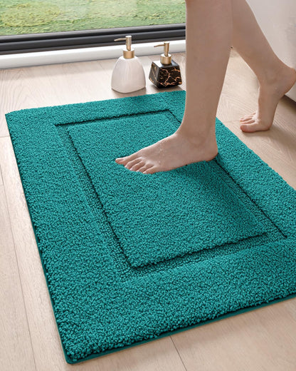 DEXI Bathroom Rugs 32x20, Washable Non Slip Bath Mat for Shower Floor, Absorbent Quick Dry Bathmat with Rubber Backing, Ultra Soft Plush Carpet for Tub, Teal