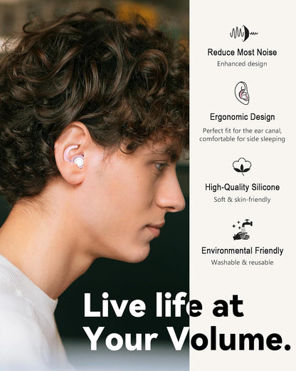 SUPCEAT Ear Plugs for Sleeping - Noise Reduction Soft Silicone Earplugs, 2 Pairs Reusable Hearing Protection Earplugs for Noise Sensitivity, Sleep,Snore,Travel, Sound Reduction Noise Cancelling - Pink