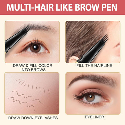 LAVONE Eyebrow Pen, 2-in-1 Eyebrow Pencils for Women with 4 Tip Microblading Eyebrow Pencil and Curved Precise Brow Pencil, Waterproof Eyebrow Pencil Create Full, Natural Hair-Like Brows, Brunette