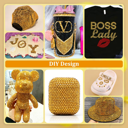 Resin Rhinestones for Crafting, 1 Box Copper Gold Multi Sizes Flatback Bedazzling Crystals for Crafts Nail Art Decoration, Non Hotfix Gems Charms for Tumbler Shoes Clothing Fabric Face Makeup