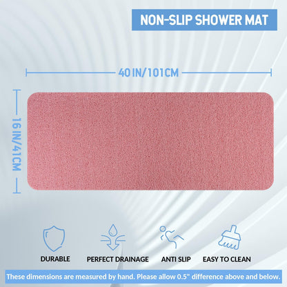 Non-Slip Bathtub Mat, Anti Slip Shower Mat, Fast Drying Bathtub Mats, Foot Scrubber Mat, Anti Slip Mat for Tub, Floor, Bathroom, Kitchen, Home, Hotel (Pink 40"×16")
