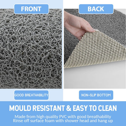 Non-Slip Bathtub Mat, 2 Pack Anti Slip Shower Mat, Fast Drying Bathtub Mats, Foot Scrubber Mat, Anti Slip Mat for Tub, Floor, Bathroom, Kitchen, Home, Hotel (Grey 24"×16"+24"×16")