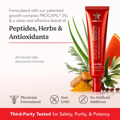 HAIRtamin Scalp Serum Natural Hair Growth Thickening | Made in USA | Helps Increase Hair Thickness and Aids Against Hair Thinning and Hair Fall Out | Moisturizes and Soothes Dry Itchy Scalp