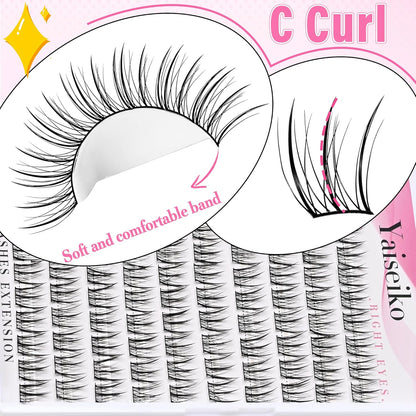 Natural Lash Clusters Wispy DIY Cluster Eyelash Extensions C Curl Individual Lashes 10-12mm Short Eyelash Clusters Manga Cluster Lashes 120pcs Lashes Clusters