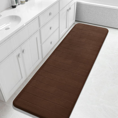 Yimobra Bathroom Runner Rugs 72"x24" Non Slip Washable Memory Foam Bath Mat, Super Soft Water Absorbent Hallway Carpet for Vanity Tub Shower, Brown