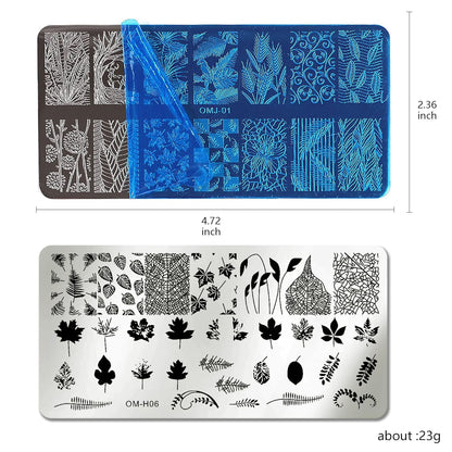 AddFavor Nail Art Stamper Kit 6pcs Flower Heart Leaf Lace Butterfly Stamping Plate Template with Silicone Nail Stamper and Scraper for Women Girls DIY Fingernail Manicure Stencils Tools
