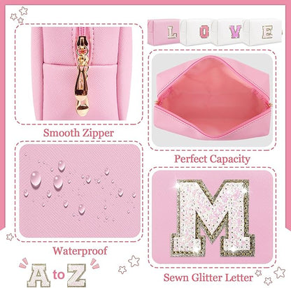 Initial letter patch makeup bag,