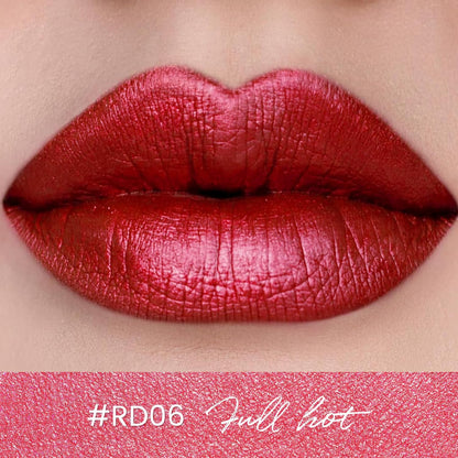 FOCALLURE Metallic Liquid Lipstick,Non Stick Cup Lip Gloss,High Impact Lip Color with Transfer-proof Wear,Long Lasting & Waterproof Lipstick Makeup for Women,RD06 FULL HOT