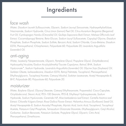 Unisex 3 Step Skin Care Routine including Face Wash, Moisturizer and Night Cream, Skin Care Set for Men and Women, Travel Size