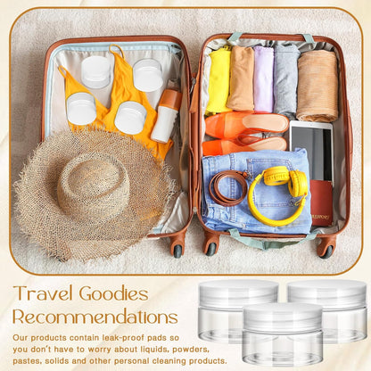 Patelai 4 Pieces Round Wide-mouth Leak Proof Plastic Container Jars with Lids for Travel Storage Makeup Beauty Products Face Creams Oils Salves Ointments DIY Making (1 Ounce,Clear)