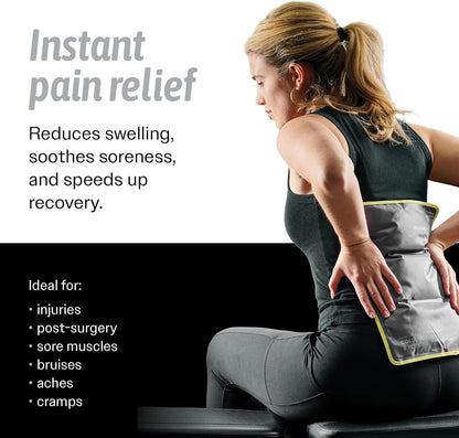 Hot & Cold Reusable Gel Packs (Large, 1 Pack) Flexible Soft Compress - Ice & Heat Therapy for Injuries, Back, Shoulder, Hip, Knee, Joint Pain, Swelling, Bruises, Post Surgery - Sport Temp