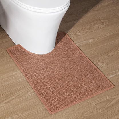 chakme Bathroom Rugs Mat U-Shaped 24x17, Ultra ThinNon Slip Bath Mat Small Quick Dry Absorbent Bath Matfor Bathroom Floor, (Dark Pink, U-24"x17")