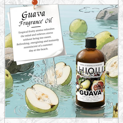 HIQILI Guava Fragrance Oil for Candle, Soap & Bath Bombs Making, Long-Lasting Fruity Scent, and Indoor Diffusers Use - 5.07 Fl Oz