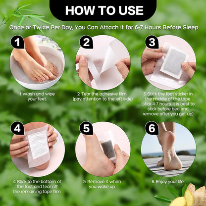 100 Foot Pads Natural Bamboo Vinegar Gingerr | Deep Cleansing Foot Paches for Stress Relief for Stress Relief, Better Rest, Feet Health Patches, Relaxing Muscles