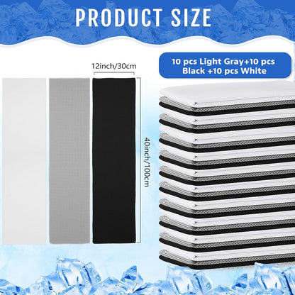 Hosuly 30 Pack Cooling Towels, 40"x12" Ice Breathable Soft Chilly Sweat Rag Microfiber Workout Rags for Gym Cooling Towels for Neck and Face for Yoga Golf Sport Running