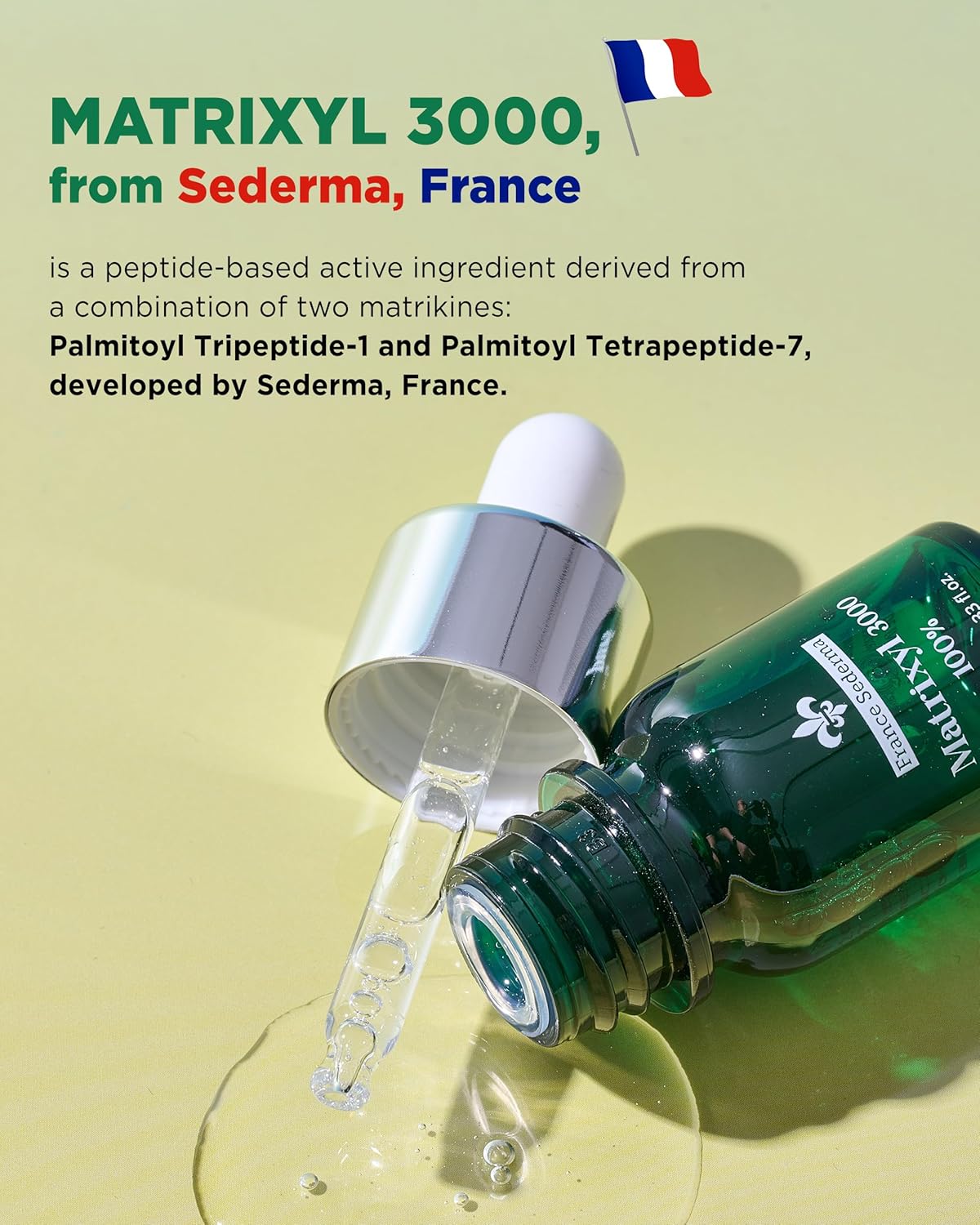 Matrixyl 3000 100% Serum Skincare – Pure Peptide Complex Anti-Aging Facial Ampoule from France Sederma, Collagen Boosting Wrinkle Treatment, Perfect for Layering & DIY, 0.33 fl.oz (10ml)