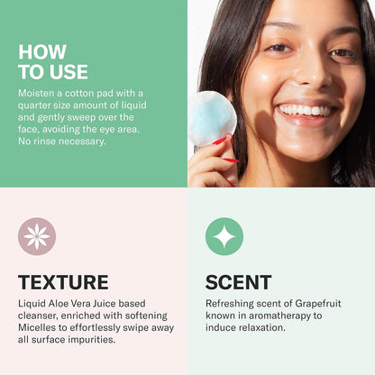 ODACITE Odacité Facial Cleanser with Foam - Blue Aura Cleansing Water Facial Wash with Neem, Holy Basil & Turmeric - No-Rinse Micellar Water Removes Pollution, Impurities & Makeup, 4.0 fl. Oz