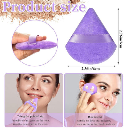 Pimoys 6 Pieces Powder Puff Face Soft Triangle for Loose and Body Powder, Velour Makeup Blender Sponge Set Setting Powder Puff Beauty Makeup Tools
