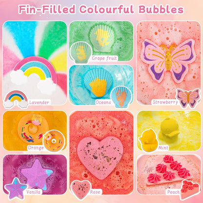 Bath Bombs Gifts Set, BusyMouth 9pc Kids Bath Bombs with Surprise Toys | Non-Toxic Bubble Bath | Birthday Gift Set for Girls & Boys Ideal Gift for Mother's Day Valentines
