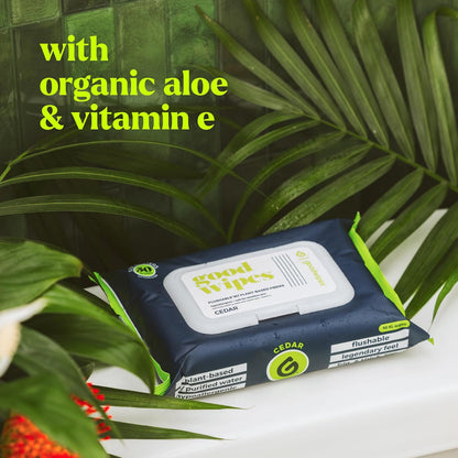 goodwipes Flushable Butt Wipes - Vitamin E & Aloe - Sewer & Septic Safe - Extra Large Adult Wet Wipes For Women & Men - Bathroom Essentials - Cedar, 418 Count (8 Packs + 1 Travel)