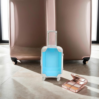 False Eyelash Storage Box, Portable Travel Organizer Mini Luggage False Eyelash Tray Makeup Tool (BLUE)