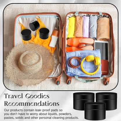 Patelai 4 Pieces Round Wide-mouth Leak Proof Plastic Container Jars with Lids for Travel Storage Makeup Beauty Products Face Creams Oils Salves Ointments DIY Making(4 Ounce,Pure Black)