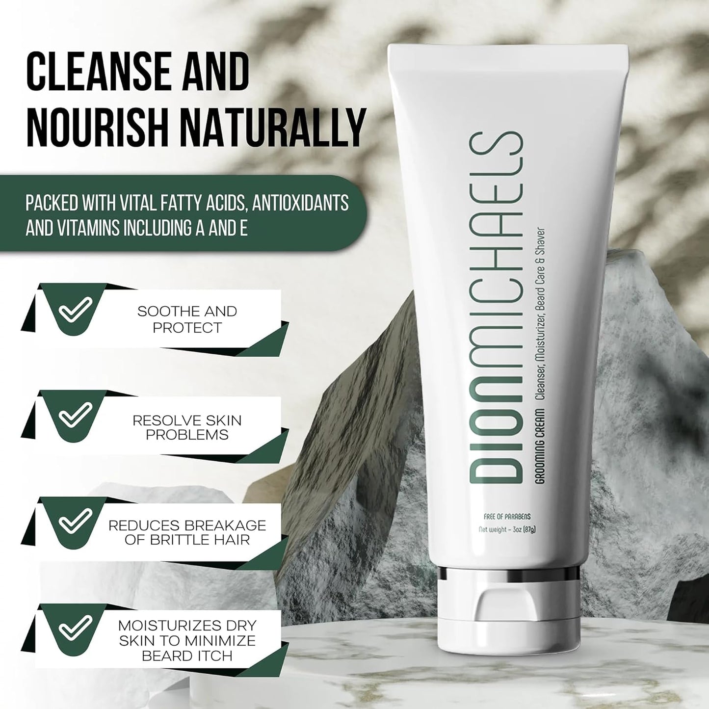 4-in-1 Grooming and Shave Cream for Men - Shaving Cream, Facial Cleanser, Beard Care and Moisturizer - Beard Softener for Men - Facial Care For All Skin Types, 3oz