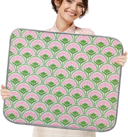 SHIYUE Dish Drying Mat for Kitchen Counter Super Absorbent Spring Kitchen Decor Microfiber Drying Matainers Rack Fast Pad Dish Drainer Mats(Bohe Flower,18''x24'')
